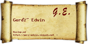 Gerő Edvin névjegykártya